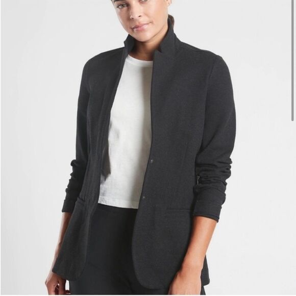 NWOT Athleta Women's Venice Textured One Button Blazer Charcoal Size 12 - Picture 1 of 14
